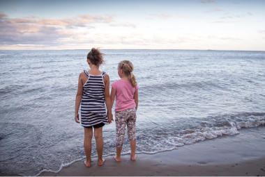 Friends gather at the lake